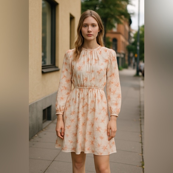 Silk Ellie Makir 100% Silk Printed Floral Midi Dress Medium - Picture 1 of 15